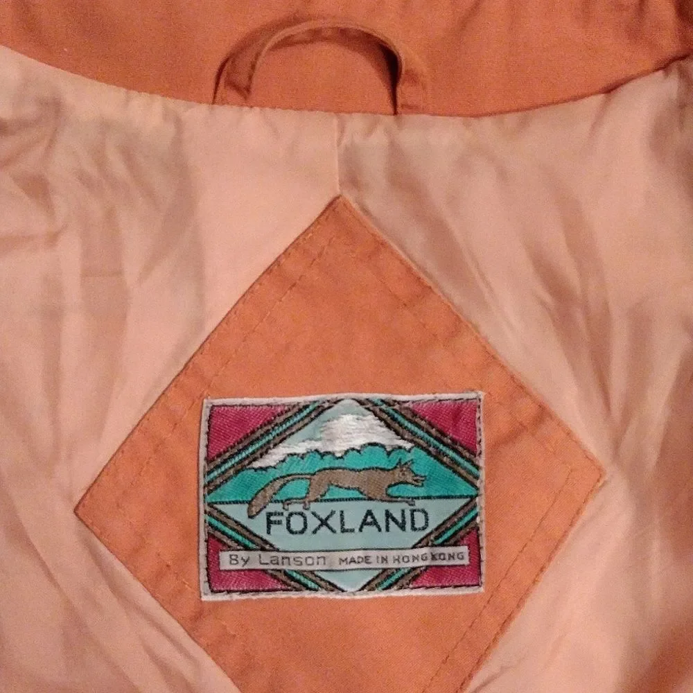 Vintage Foxland by Lanson Trench Raincoat with Waist Belt, Size 8, Light Orange